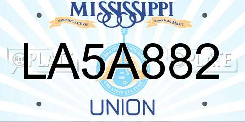 LA5A882 Mississippi License Plate