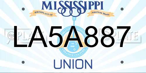 LA5A887 Mississippi License Plate
