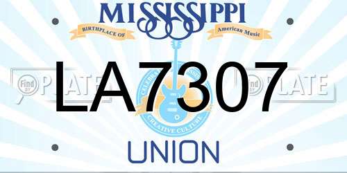 LA7307 Mississippi License Plate