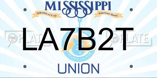 LA7B2T Mississippi License Plate