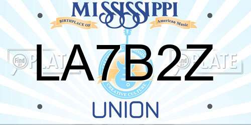 LA7B2Z Mississippi License Plate
