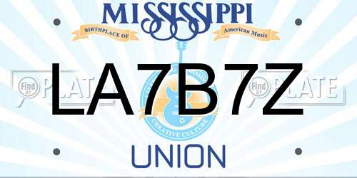 LA7B7Z Mississippi License Plate