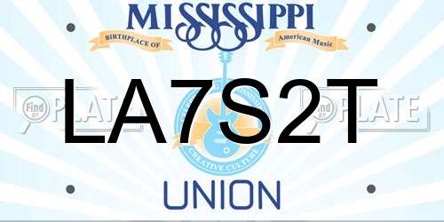 LA7S2T Mississippi License Plate