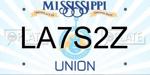 LA7S2Z Mississippi License Plate