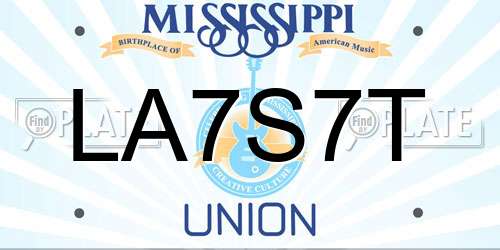 LA7S7T Mississippi License Plate