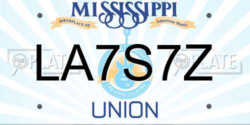 LA7S7Z Mississippi License Plate