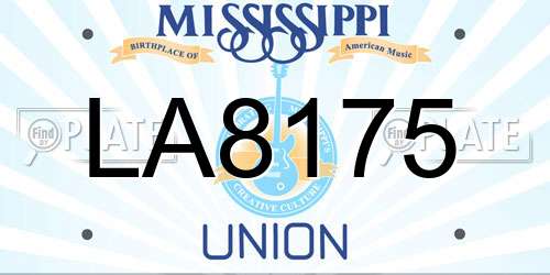 LA8175 Mississippi License Plate