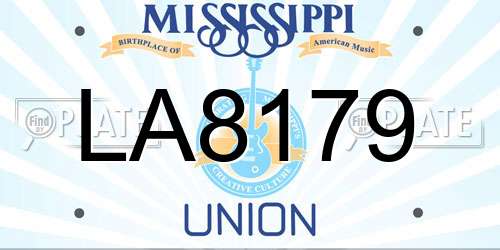LA8179 Mississippi License Plate
