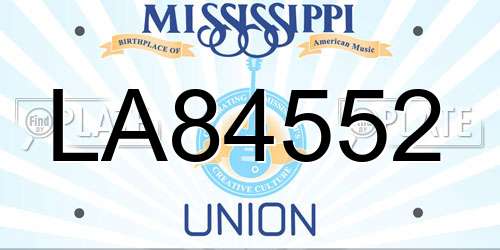 LA84552 Mississippi License Plate