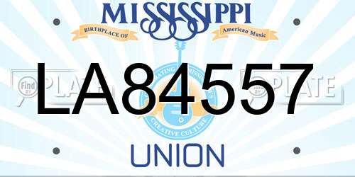 LA84557 Mississippi License Plate