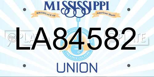 LA84582 Mississippi License Plate