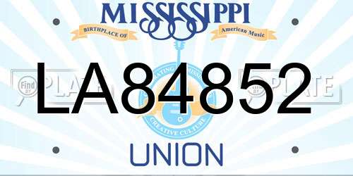 LA84852 Mississippi License Plate