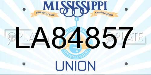 LA84857 Mississippi License Plate