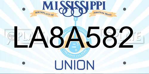 LA8A582 Mississippi License Plate