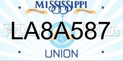 LA8A587 Mississippi License Plate