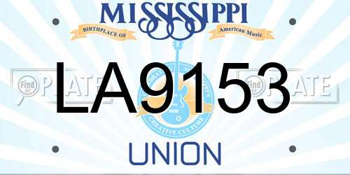 LA9153 Mississippi License Plate