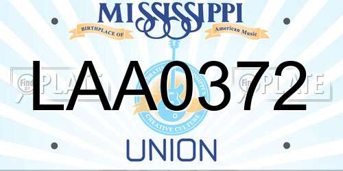LAA0372 Mississippi License Plate
