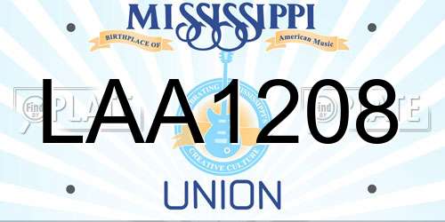 LAA1208 Mississippi License Plate