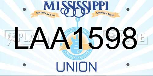 LAA1598 Mississippi License Plate