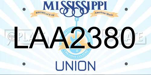 LAA2380 Mississippi License Plate