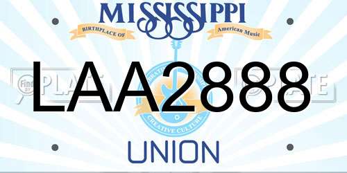 LAA2888 Mississippi License Plate