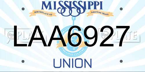 LAA6927 Mississippi License Plate
