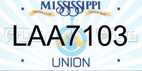LAA7103 Mississippi License Plate