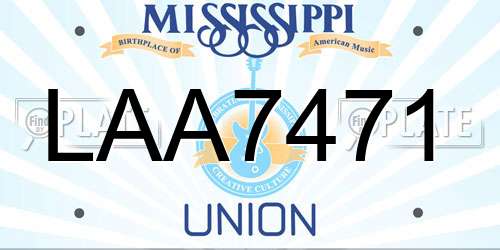 LAA7471 Mississippi License Plate