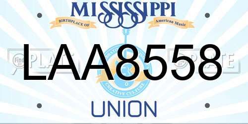 LAA8558 Mississippi License Plate