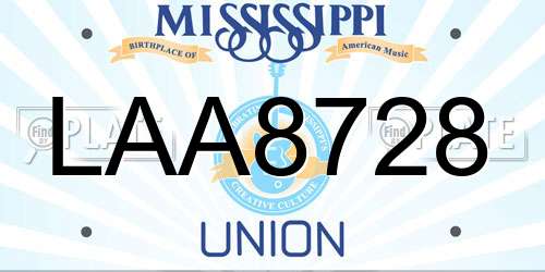LAA8728 Mississippi License Plate