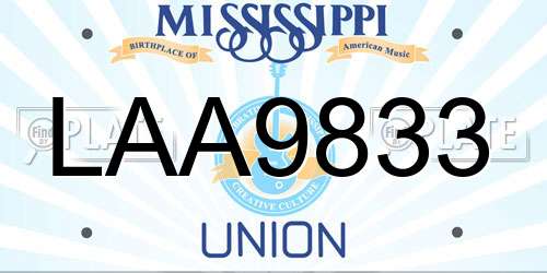 LAA9833 Mississippi License Plate