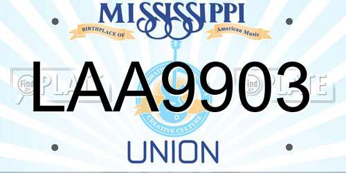 LAA9903 Mississippi License Plate