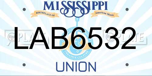 LAB6532 Mississippi License Plate