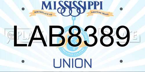 LAB8389 Mississippi License Plate