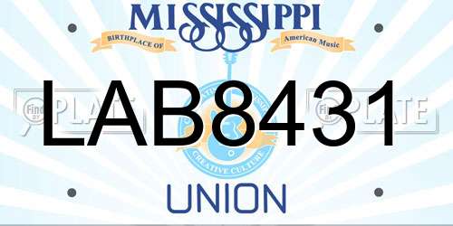 LAB8431 Mississippi License Plate