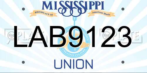 LAB9123 Mississippi License Plate