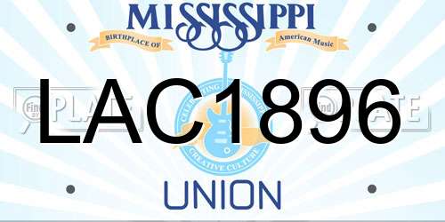 LAC1896 Mississippi License Plate
