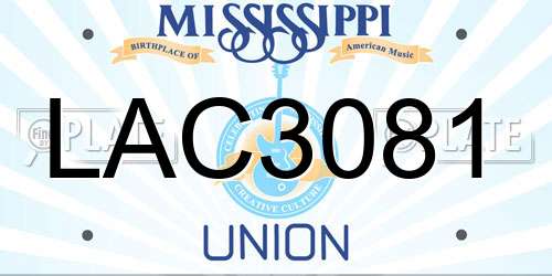 LAC3081 Mississippi License Plate