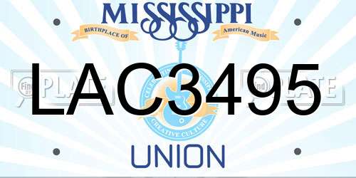 LAC3495 Mississippi License Plate