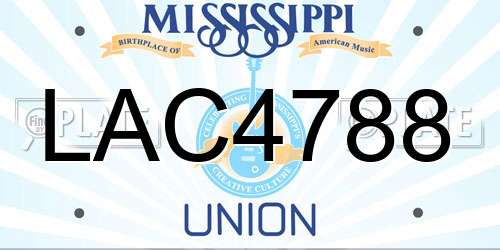 LAC4788 Mississippi License Plate