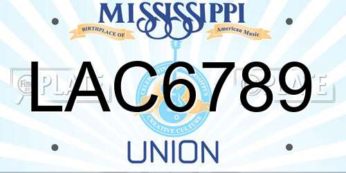 LAC6789 Mississippi License Plate