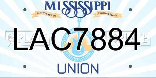 LAC7884 Mississippi License Plate
