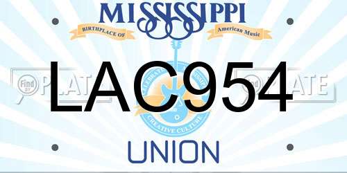 LAC954 Mississippi License Plate