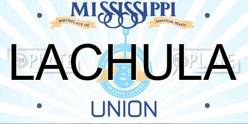 LACHULA Mississippi License Plate