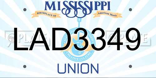 LAD3349 Mississippi License Plate
