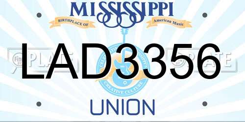 LAD3356 Mississippi License Plate