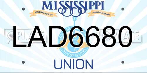 LAD6680 Mississippi License Plate