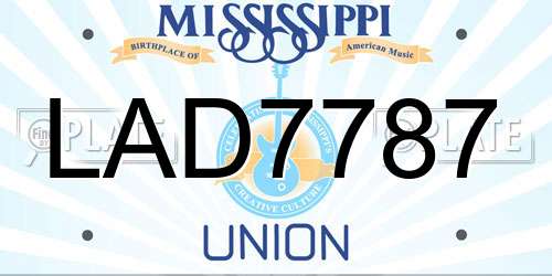 LAD7787 Mississippi License Plate