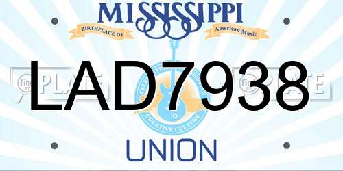LAD7938 Mississippi License Plate