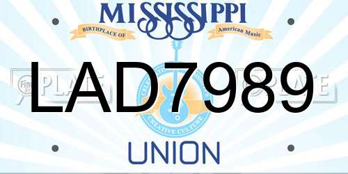 LAD7989 Mississippi License Plate
